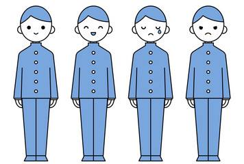 人物イラスト_男子高生表情セット