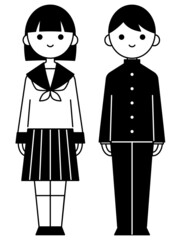 人物イラスト_学生男女