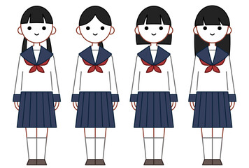 人物イラストセット_女子高生