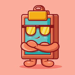 super cool clipboard mascot isolated cartoon in flat style