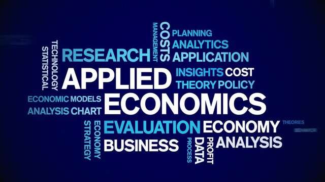 Applied Economics Animated Tag Word Cloud;Text Design Animation typography seamless loop.