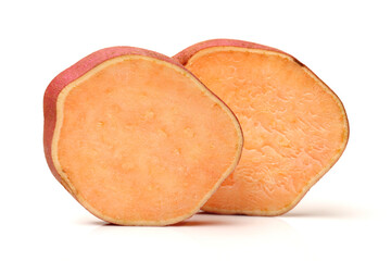 sweet potatoes on the white background