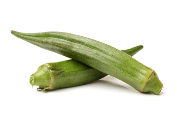 Fresh young okra isolated on white background