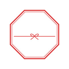 お歳暮、贈り物、水引き、ラベルのイラスト。和風フレーム、日本、和柄のデザイン素材。