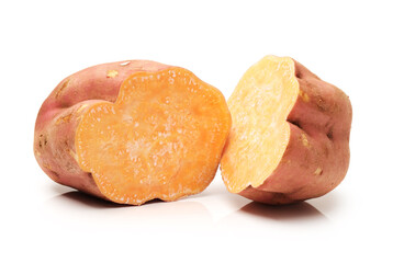 sweet potatoes on the white background