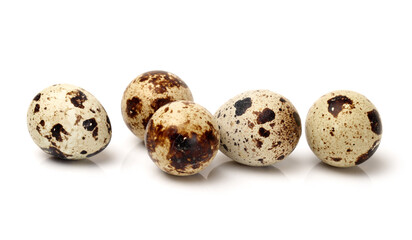 quail eggs on white background