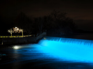 Waterfalls light up during Christmas