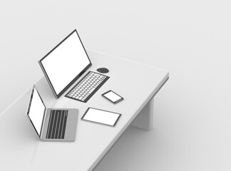 パソコン　スマートフォン　仕事場　