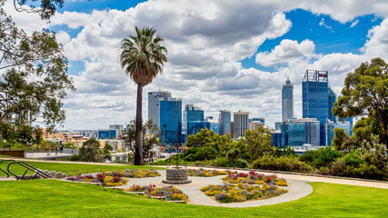 View of Perth City from Kings Park in Perth, Western Australia - obrazy, fototapety, plakaty