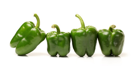 fresh green bell pepper (capsicum) on a white background