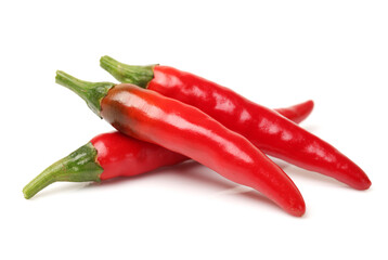 Red chili peppers on white background