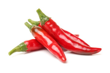 Red chili peppers on white background