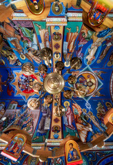 Vibrant interior of Montenegrin, Eastern Christian Orthodox church.