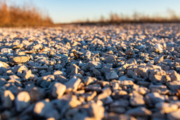 close up of gravel stone pathway
