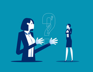 Cognitive process and curious thoughts scene. Curiosity and thinking about questions and examining