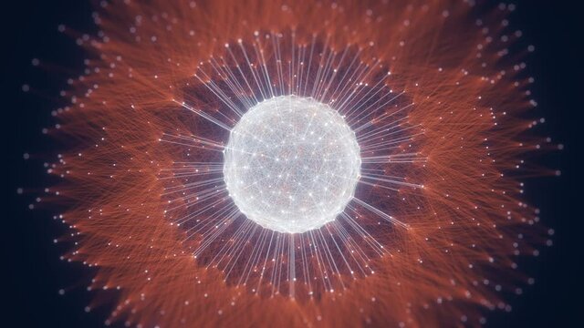 Big data concept. Digital data flow. Transferring of big data. Transfer and storage of data sets. Database protection and secure transmission of information on blockchain networks. 3D Rendering.