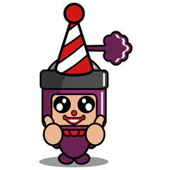 vector cartoon character cute purple pilox spray mascot costume clown