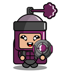 vector cartoon character cute purple pilox spray mascot costume wearing diver suit