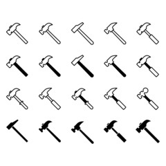 Hammer Icon Set Vector Design Template.