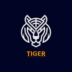 Tiger head logo with a unique and modern line concept. Creative Predator logo design template