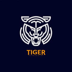 Tiger head logo with a unique and modern line concept. Creative Predator logo design template