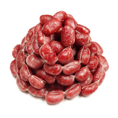 Mini sausages isolated on white background