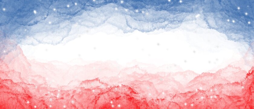 red and blue USA flag colors paintbrush banner on white background illustration 