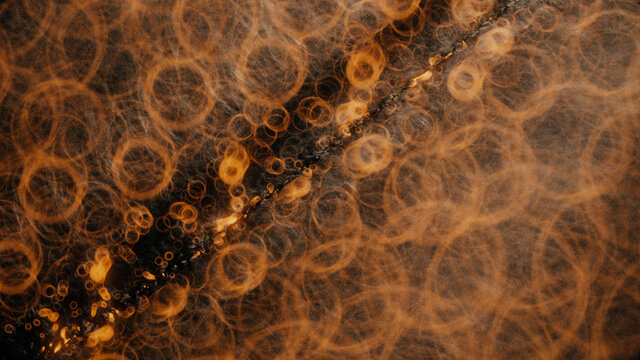 bokeh of line and lights on yellow background.