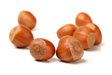 hazelnuts isolated on white background
