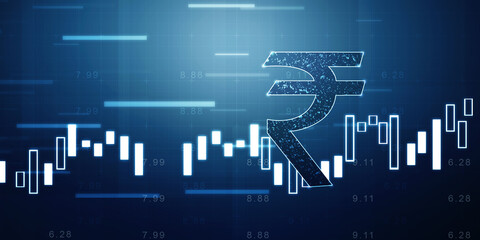 2d rendering Stock market online business concept. business Graph with indian rupee sign