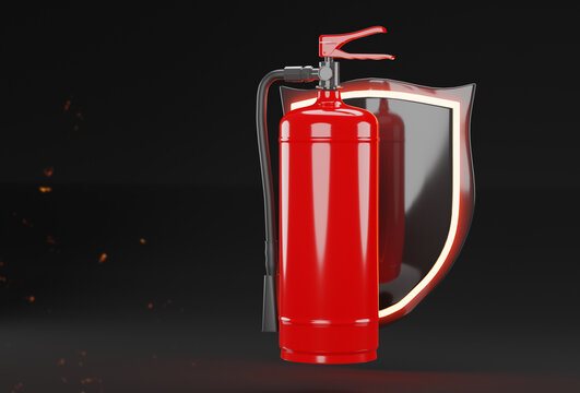 3d fire extinguisher with a shield