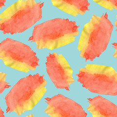 Seamless Pattern with Red and Yellow Watercolor Spots.