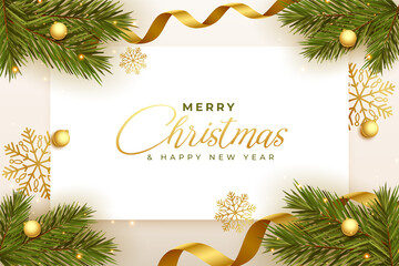 merry christmas holiday background in 3d realistic style