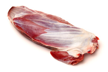 raw beef of leg on white background 