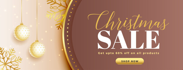 beautiful christmas sale banner for promotion with realistic elements