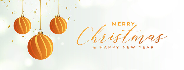merry christmas decorative balls banner design