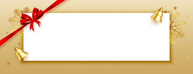 merry christmas 3d banner with text space in golden color