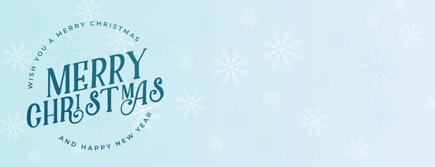 merry christmas typographic banner with snowflakes and text space