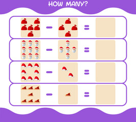 How many cartoon christmas. Counting game. Educational game for pre shool years kids and toddlers