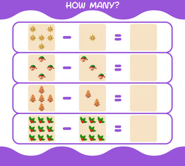 How many cartoon christmas. Counting game. Educational game for pre shool years kids and toddlers
