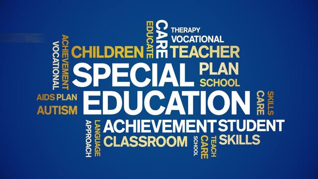Special Education Animated tag word cloud;text design animation kinetic typography seamless loop.