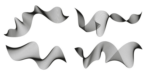 Wavy abstract stripes. Curved line vector elements for music design. Digital sound equalizer.