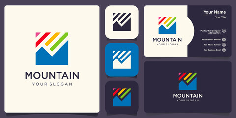 Creative minimal Mountain Logo design template
