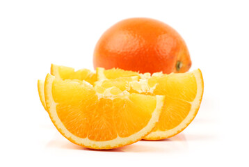 orange and slices fruit isolated on white background