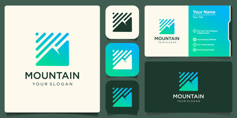 minimal Mountain Logo design template © POLLARIZE