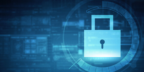 2d illustration Safety concept: Closed Padlock on digital background