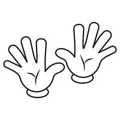 Cartoon hands gesture. Traditional cartoon white glove. Vector clip art illustration.Isolated on a blank background which can be edited and changed colors.