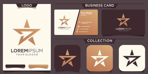 Star Logo. White Linear Style with Blue Sky Arrow Up isolated © POLLARIZE