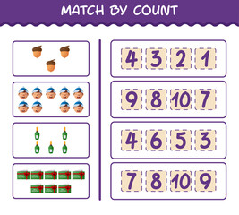 Match by count of cartoon christmas. . Match and count game. Educational game for pre shool years kids and toddlers