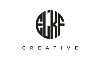 Letters ELKF creative circle logo design vector, 4 letters logo